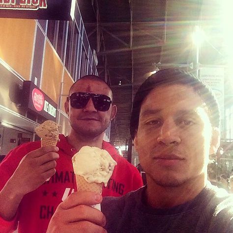 Cub Swanson & Joseph Benavidez with ice cream cones post-UFC FN in Austin Cub Swanson, Ice Cream Cones, Ice Cream Cone, Ufc, Austin, Ice Cream, Cream