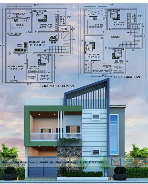 10 Marla House Plan, Residential Building Plan, North Facing House, 4 Bedroom House Designs, 30x40 House Plans, Plan 2d, Two Story House Design, Apartments Exterior, 2bhk House Plan