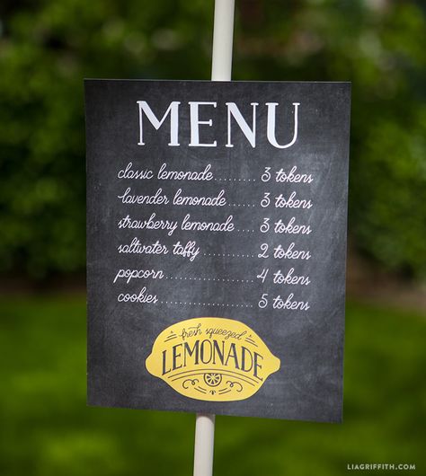 printable lemonade menu Lemonade Stand For Kids, Lemonade Menu, Lemon Stand, Bake Sale Ideas, Garage Additions, Kids Lemonade Stands, Lemonade Stand Sign, Computer Space, Lemonade Stand Party