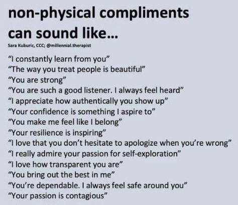 Compliment Words, Compliment Someone, Relationship Therapy, Relationship Advice Quotes, Relationship Psychology, Healthy Relationship Tips, Getting To Know Someone, Self Exploration, Relationship Questions