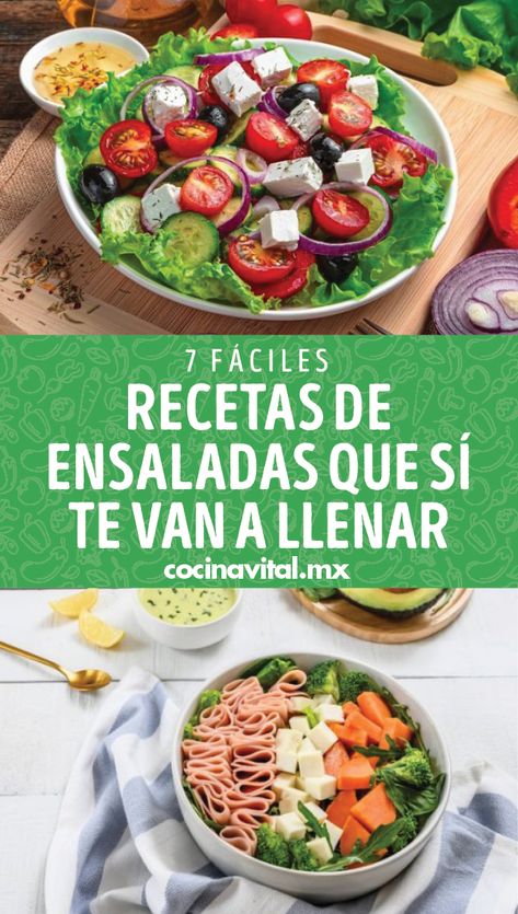 Preparar ensaladas no tiene por que ser aburrido, lo importante es ser creativo al combinar ingredientes. Encuentra las mejores recetas de ensaladas. Avocado Salad, Green Salad, Veggie Recipes, Potato Salad, Green Beans, Salad Recipes, Spinach, Avocado, Salad