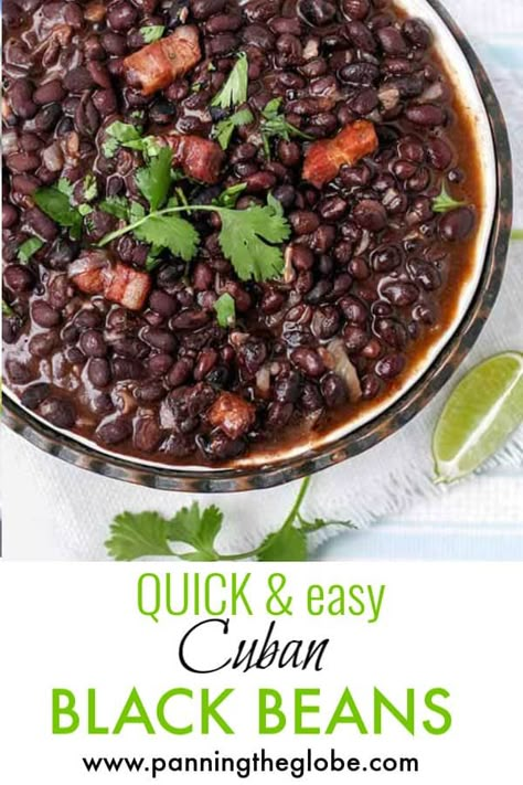 Quick Cuban Black Beans, Cuban Black Beans From Can, Easy Cuban Black Beans, Cuban Black Beans Canned, Cuban Beans Recipe, Stewed Black Beans, Mexican Style Black Beans, Cuban Black Bean Recipes, Canned Black Bean Recipes