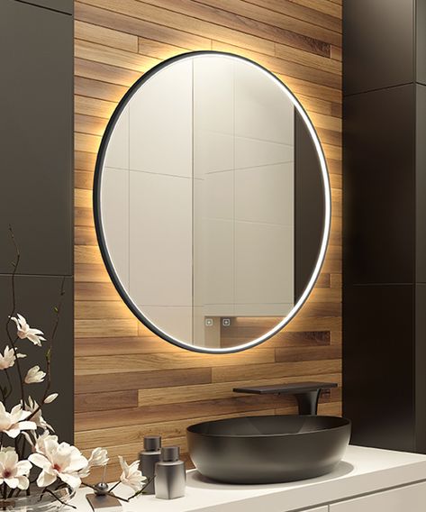 Brilliance LED Lighted Mirror | Electric Mirror®| Lighting Company Light Up Mirror Vanity, Unique Bathroom Mirrors, Rustic Bathroom Mirrors, Black Bathroom Mirror, Backlit Bathroom Mirror, Lit Mirror, Top Bathroom Design, Mirror Tv, Electric Mirror