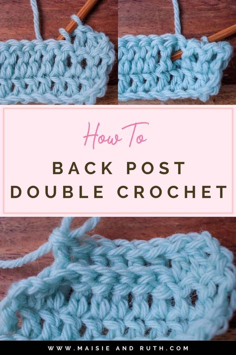 If you’ve previously been intimated by patterns that contain the back post double crochet stitch, fear not! I have an easy step-by-step crochet tutorial for you to follow! #learndifferentcrochetstitches #easytolearncrochetstitches #crochetstitchesforbeginners Double Crochet Two Together, Crochet Front Post, How To Double Crochet, Different Crochet Stitches, Double Crochet Decrease, Back Post Double Crochet, Crochet Stitches Guide, Crochet Stitches For Blankets, Crochet Stitches Free