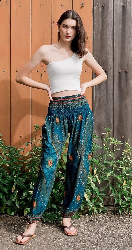 Haram Pants, Boho Yoga, Black Clothing, Aladdin, Shoes Jewelry, Smocking, Hippie Boho, Casual Pants, Harem Pants