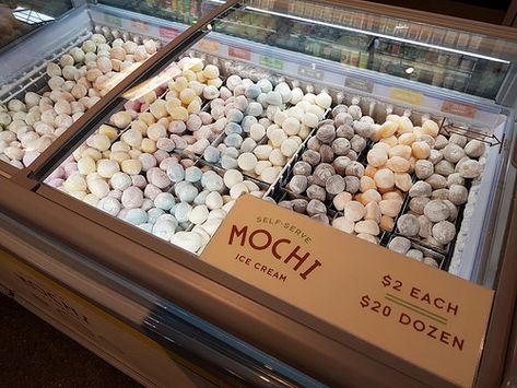 Whole Foods Market’s Self-serve Mochi Bar Mochi Shop, Japan Recipe, Vendor Table, Sell Ideas, Aesthetic Foods, Future Job, Abstract Art Diy, Self Serve, Freezers