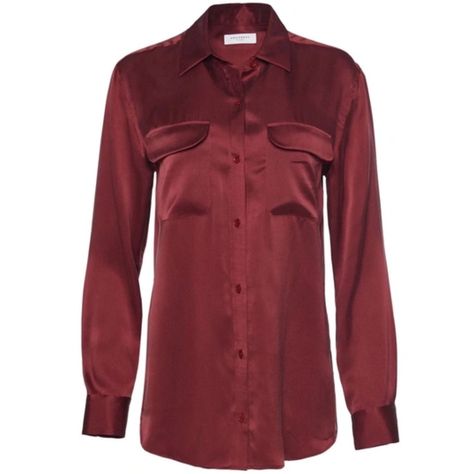 Gorgeous Equipment Signature Silk Shirt, Zinfandel (Gorgeous Burgundy Type Red), Size S, New With Tag & Never Worn!!! Dark Red Shirt, Winter Ball, Shop Equipment, Zinfandel, Fit Ideas, Satin Shirt, Red Silk, Silk Shirt, Silk Satin