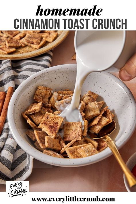 Healthy Cinnamon Toast Crunch Homemade Cinnamon Toast, Cinnamon Toast Crunch Cereal, Crumb Recipe, Homemade Cereal, Breakfast Sides, Cinnamon Crunch, Healthy Cereal, Crunch Cereal, Cinnamon Toast Crunch