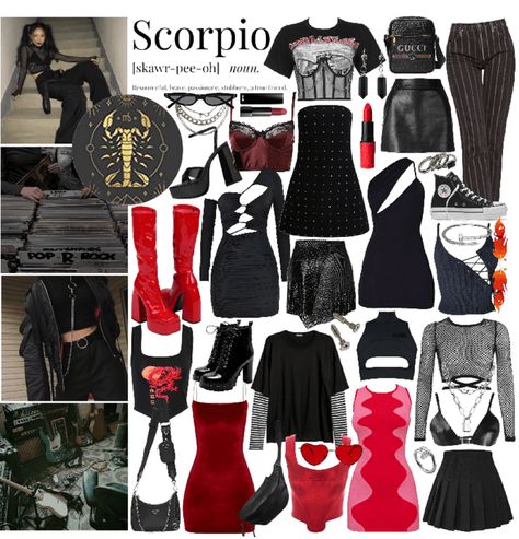 Birthday Outfits Scorpio, Lilith In Scorpio Outfits, Scorpio Venus Style Outfits, Scorpio Rising Fashion, Scorpio Rising Outfits, Scorpio Rising Aesthetic Outfits, Scorpio Aesthetic Outfit, Trinity Aesthetic, Scorpio Venus Style