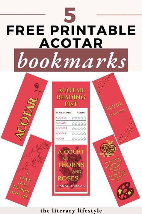 5 Free Printable ACOTAR Bookmarks for Adults (PDFs) Acotar Bookmarks Printable, Acotar Bookmarks, Bookmarks For Adults, Free Printable Bookmarks, How To Read More, Celebrity Books, Bookmark Printing, Tassel Bookmark, Printable Bookmarks