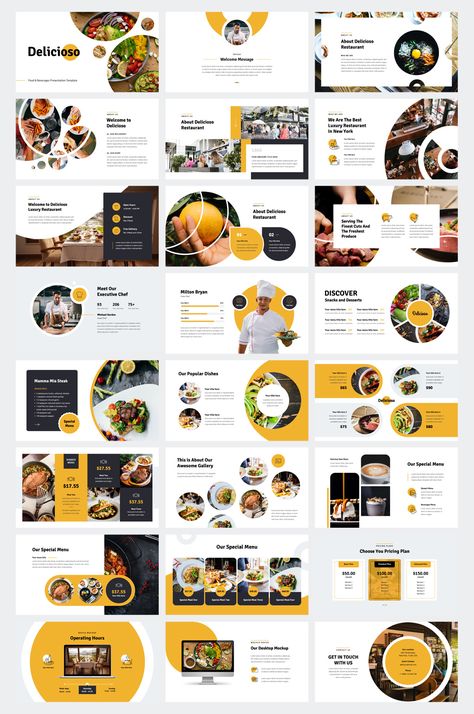 Restaurant Powerpoint, Sales Sheet, Luxury Restaurant, Restaurant Owner, Executive Chef, Order Food, Powerpoint Presentation Templates, Food And Beverage, Presentation Slides