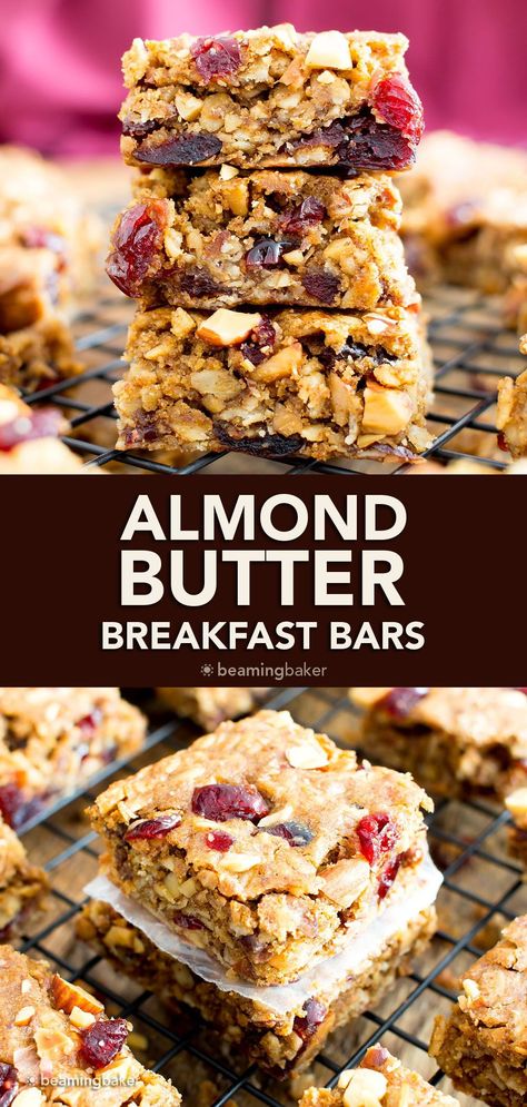 Almond Butter Oatmeal Bars, Almond Butter Breakfast, Homemade Breakfast Bars, Creamy Shrimp Salad, Beaming Baker, Almond Butter Oatmeal, Oatmeal Bars Healthy, Oat Bar Recipes, Shrimp Salad Recipe