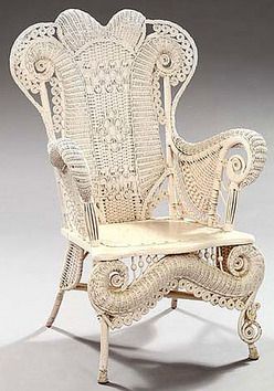 fancy victorian wicker that would grace any drawing room and make it grand Victorian Rocking Chair, Antique Wicker, Victorian Chair, Wicker Decor, Victorian Furniture, Shabby Style, White Wicker, Victorian Decor, Bohemian Living