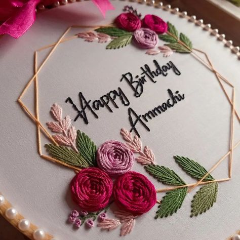 Elegant and beautiful birthday embroidery hoop 💖 . . Birthday hoop ✨✨ Dm for order 🎁 . . ...... Birthday Hoops Embroidery, Birthday Hoop Embroidery, Happy Birthday Embroidery Hoop, Birthday Embroidery Hoop, Birthday Embroidery, Basic Embroidery, Hoop Embroidery, Birthday Calendar, Beautiful Birthday