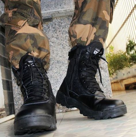 Mens-Lace-Up-Strappy-Military-Combat-Boots-Round-Toe-Winter-Army-Camoflage-Shoes Combat Boots Outfit Men, Lumberjack Boots, Military Desert, Army Outfit, Army Shoes, Black Hiking Boots, Swat Boots, Combat Boot Outfit, Combat Shoes