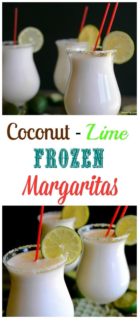 Coconut Lime Frozen Margaritas via @cmpollak1 Haitian Cuisine, Coconut Margarita, Frozen Margaritas, Boozy Drinks, 5 De Mayo, Mixed Drinks Recipes, Cocktail Drinks Recipes, Margarita Recipes, Alcohol Drink Recipes