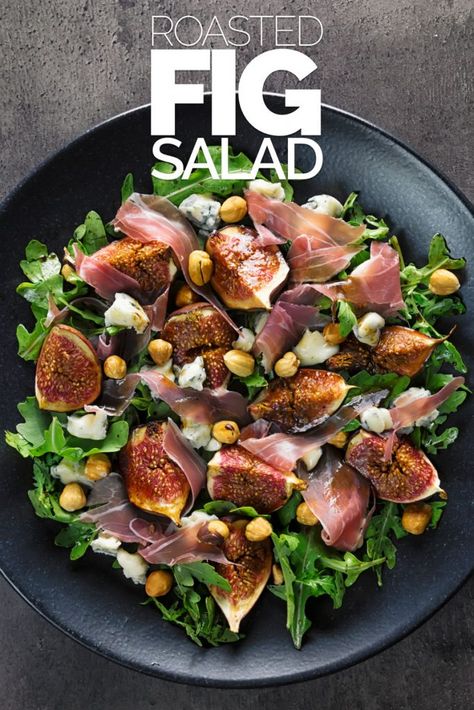 Fig Salad Recipes, Blue Cheese Recipes, Roasted Figs, Fig Salad, Blue Cheese Salad, Baked Egg, Macaroni Salad Recipe, Fig Recipes, Grape Salad