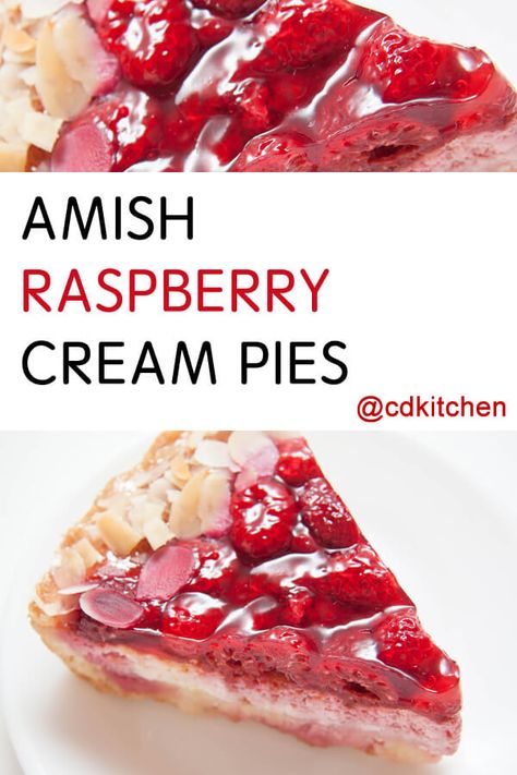 Raspberry Cream Pie Recipe, Fruit Recipes Dessert, Amish Cake, Pie Raspberry, Raspberry Cream Pie, Gelatin Desserts, Raspberry Cream Pies, Amish Kitchen, Raspberry Pie Filling