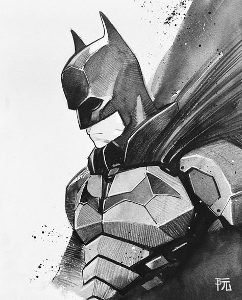 Batman Poster Art, Batman Drawing Sketches, The Batman Art, Superhero Drawing, Batman Art Drawing, Batman Drawing, Drawing Superheroes, Harley Quinn Artwork, Batman Poster