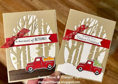 Truck Stamps, Simple Christmas Cards, Homemade Christmas Cards, Stampin Up Christmas, Punch Out, Christmas Truck, Christmas Cards To Make, Stamping Up Cards, Thanksgiving Cards