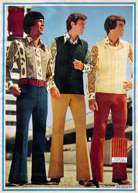 1972 — Wide-wale Corduroy Jeans (from the Sear's Christmas Catalog) 1970s Mens Fashion, 70s Fashion Men, 70s Mens Fashion, Jean Muir, 70s Men, 60s 70s Fashion, Seventies Fashion, 70’s Fashion, Look Retro