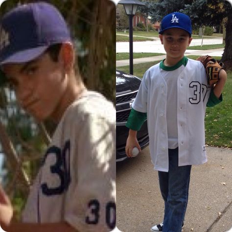 My son Gabe as Benny The Jet Rodriguez  I made his costume!!! Halloween 2013 Benny The Jet Rodriguez Costume, Sandlot Costume, Baseball Halloween Costume, Wreck It Ralph Costume, Benny Rodriguez, Mike Vitar, Benny The Jet Rodriguez, Costumes For Boys, Baseball Movies