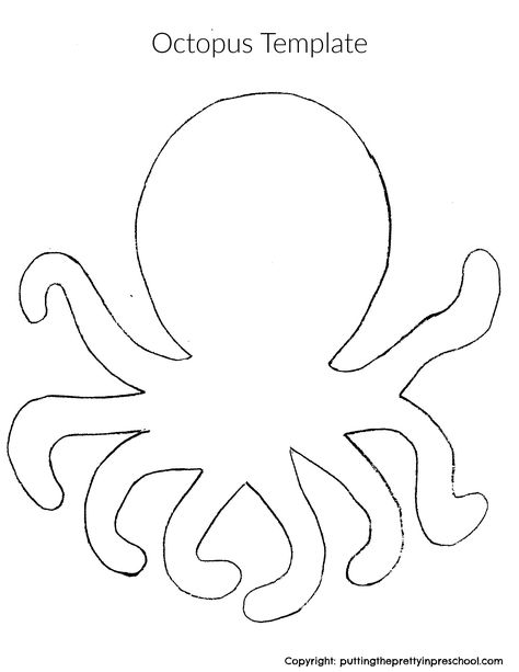 Octopus Template Free Printable, Octopus Template, Octopus Outline, Animale Marine, Octopus Crafts, Art Activities For Toddlers, Theme Activities, Ocean Kids, Sea Crafts