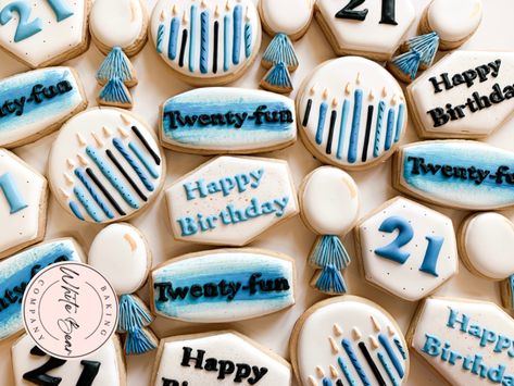 Cookies For 21st Birthday, 21st Cookie Ideas, 21st Birthday Cookies For Guys, 21st Bday Cookies Guy, 21st Birthday Decorated Cookies, 21st Birthday Cookie Cake For Guys, Blue 21st Birthday, 21st Birthday Cookies, Happy 21st Birthday