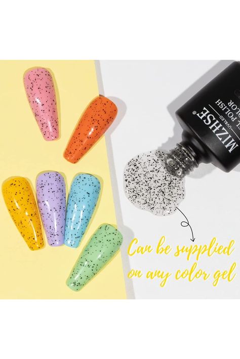 MIZHSE Eggshell Gel Top Coat, Speckled Gel Polish Black Spot Egg Clear Top Coat Gel Nail Polish for Nail Art Salon Design Manicure 10ml Speckled Nails, Nail Polish Black, Nails Inspiration Summer, Nail Art Salon, Clear Top, Gel Top Coat, Manicures Designs, Salon Design, Black Spot