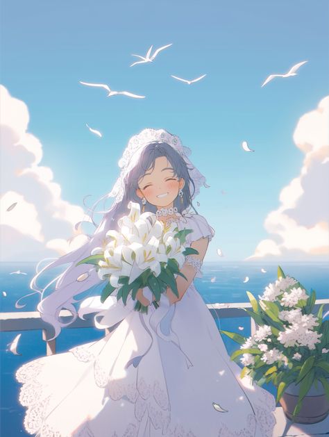 Amazing Midjourney Wallpaper overseen by ThetaCursed, License: CC BY-NC 4.0 Holding Flower Bouquet Pose, Holding A Bouquet Of Flowers, Life Drawing Pose, Holding A Bouquet, Art Showcase, A Bouquet Of Flowers, Drawing Wallpaper, Holding Flowers, Anime Drawing