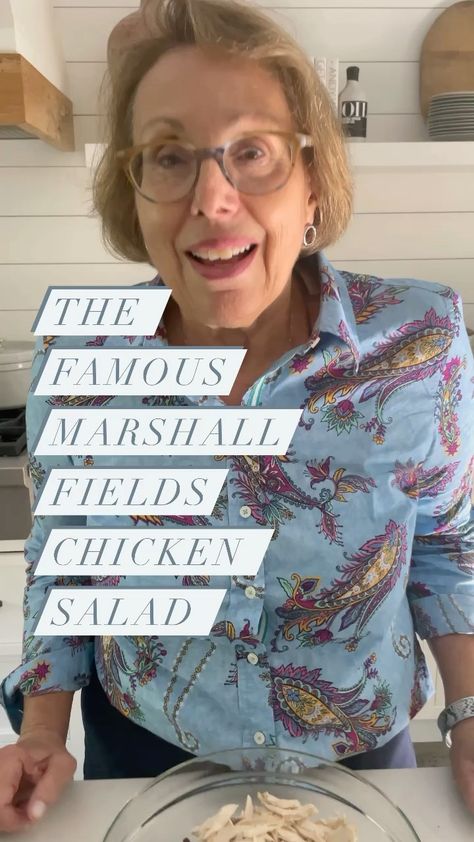 brunchwithbabs on Instagram: The FAMOUS Marshall Fields Chicken Salad from the ICONIC Walnut room. ⭐️Viewing tip⭐️: (Click black box in lower left hand corner to see my… Magnolia Chicken Salad, Barbara Costello Recipes, Brunchwithbabs Videos, Marshall Fields, Corner Bakery Chicken Salad Recipe, Brunchwithbabs Recipes, Best Ever Chicken Salad, Sonoma Chicken Salad, Chicken Salad Dressing