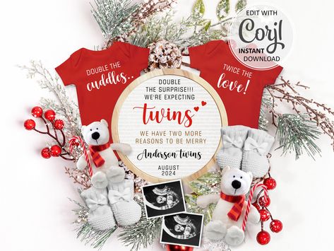 New Year Baby Announcement, Twins Pregnancy, Twins Announcement, Sonogram Pictures, Twin Pregnancy Announcement, Creative Pregnancy Announcement, Christmas Baby Announcement, Baby Due Date, Twin Pregnancy