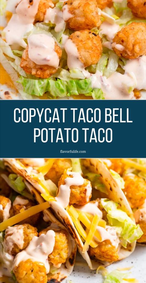 Make your own version of Taco Bell's potato taco at home with this simple recipe. These are chipotle potato tacos without any meat, making them great for anyone who wants a meatless taco. Follow this Tacobell copycat recipe to enjoy a homemade copycat Taco Bell potato taco that's easy to make and full of flavor. It's perfect for a quick, tasty meal that brings a bit of fast-food style to your kitchen. Potato Soft Tacos, Teriyaki Chicken Tacos, Taco Bell Potatoes, Taco Bell Copycat, Taco Tuesday Recipes, Creamy Chipotle Sauce, Taco Bell Recipes, Potato Tacos, Meatless Monday Recipes