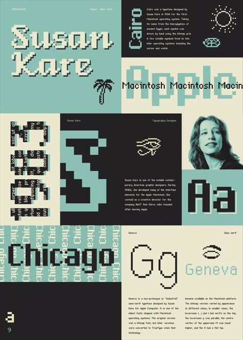 Susan Kare Proyectos | Fotos, vídeos, logotipos, ilustraciones y marcas en Behance Susan Kare Design, Pixel Poster Design Graphics, Pixel Art Graphic Design, Bitmap Graphic Design, Pixel Design Graphic, Pixel Branding, Pixel Graphic Design, Apple Watch App Design, Grid Graphic Design