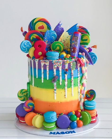 Lolly Cake, Candy Birthday Cakes, 10 Birthday Cake, Happy 8th Birthday, Creative Birthday Cakes, Creative Birthday, Kids Cakes, Boy Birthday Cake, Cakes For Boys