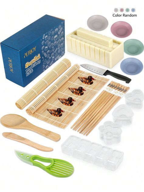 23pcs Sushi Making Kit Set With Sushi Mat, Sushi Roller, Sushi Maker, 2pcs Sushi Curtain, Bamboo Sushi Rolling Mat, Diy Beginner Sushi Making Set Including Rice MouldI discovered amazing products on SHEIN.com, come check them out! Sushi Diy, Sushi Roller, Sushi Making Kit, Sushi Rolling, Sushi Kit, Sushi Mat, Sushi Making, Diy Beginner, Sushi Maker