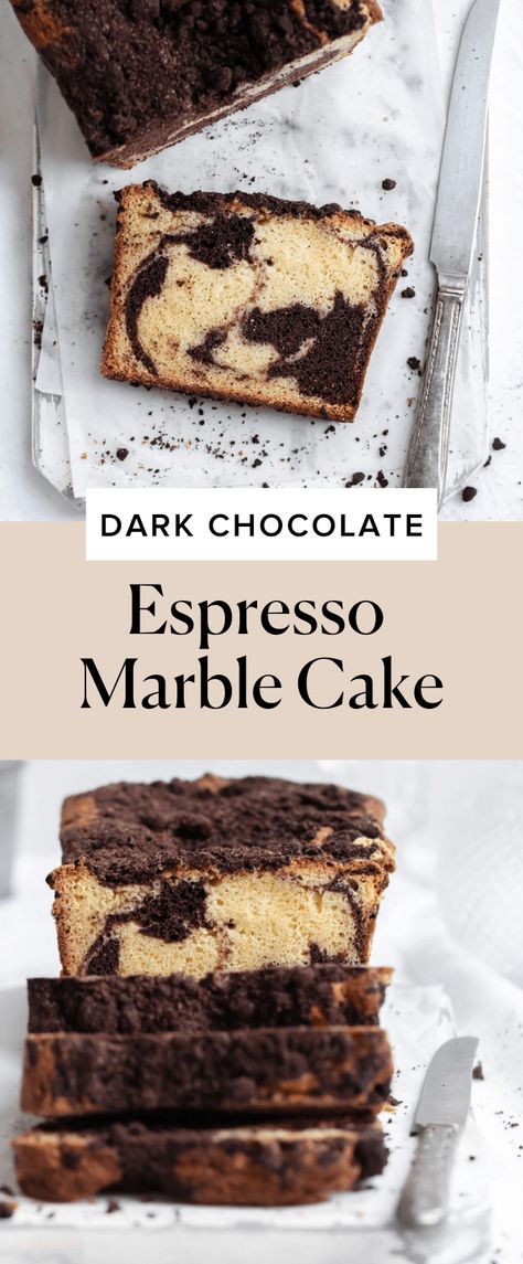 Moist Marble Cake Recipe, Easy Marble Cake Recipe, Marble Cake Recipe Moist, Espresso Cake Recipe, Moist Marble Cake, Espresso Cake, Broma Bakery, Marble Cake Recipes, Chocolate Espresso