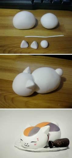 cat Katze formen Tanah Liat, Clay Diy Projects, Polymer Clay Animals, Cute Polymer Clay, Clay Animals, Modeling Clay, Cute Clay, Clay Miniatures, Fimo Clay