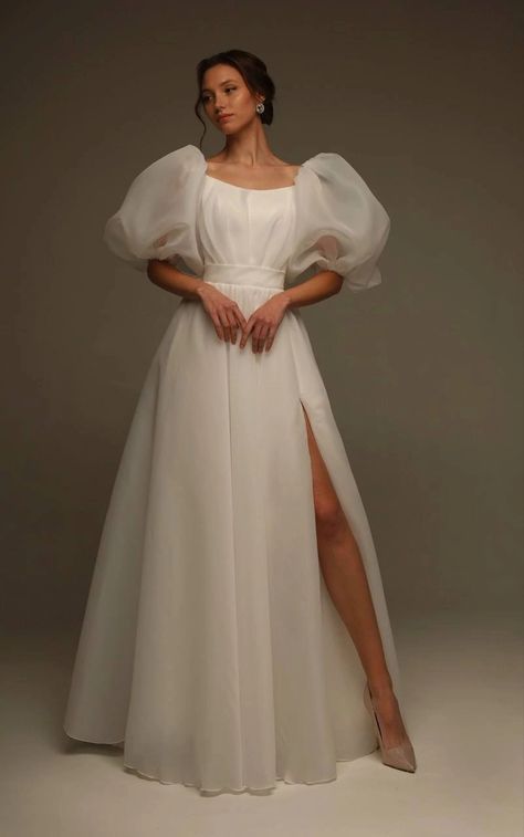 Draping Corset, Maxi Wedding Dress, Puff Sleeve Wedding Dress, Anniversary Dress, Wedding Dress With Sleeves, Modest Wedding Gowns, Wedding Gowns With Sleeves, Dream Wedding Ideas Dresses, Etsy Wedding Dress