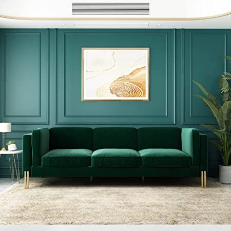 Amazon.com: Emerald Green Velvet Couch, 80 Inch Wide Mid-Century Modern Sofa Velvet Tufted Upholstered Velvet Sofa Love Seats Sofa with Golden Leg, 3 Seat Sofa Big Comfy Couch Sofas for Livingroom (Green) : Home & Kitchen Green Sofas, Modern Velvet Sofa, Small Sectional Sofa, Green Couch, Green Velvet Sofa, Velvet Couch, Upholstery Cushions, Modern Couch, Green Sofa