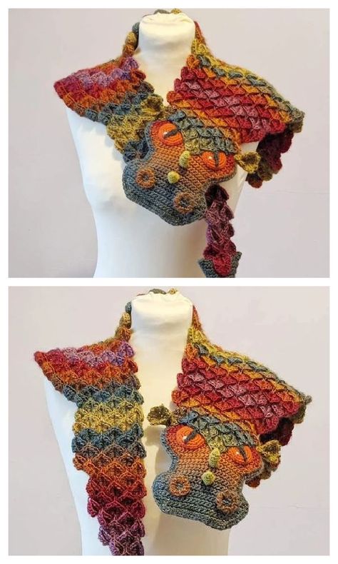 Dragon Scarf Crochet Pattern - Crochet & Knitting Dragon Scarf Crochet, Crochet Dragon Shawl Free Pattern, Fae Crochet Pattern, Dragon Stitch Crochet, Dragon Scarf Crochet Pattern, Crochet Dragon Shawl, Crochet Dragon Scarf Pattern Free, Dragon Shawl Crochet Pattern, Crochet Dragon Hat Free Pattern