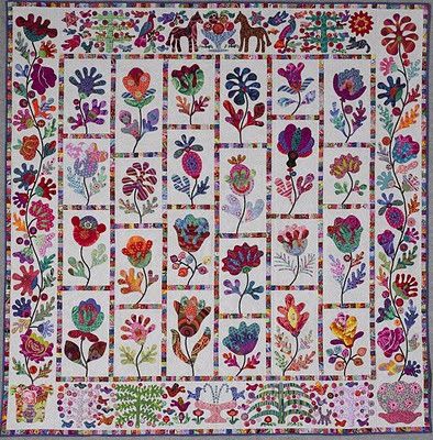 Glorious Applique: The Garden Flower Garden Quilt, Kaffe Fassett Quilts, Applique Quilt Patterns, Flower Quilts, Flower Quilt, Applique Quilting, Garden Quilt, Applique Pattern, Hand Applique