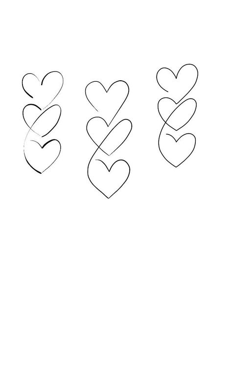 Entwined Hearts Tattoo, 3 Linked Hearts Tattoo, 3 Love Heart Tattoo, Heart Line Tattoo Design, Triple Heart Tattoos For Women, 3 Heart Tattoo Ideas, Connected Hearts Tattoo, Minimalist Tattoo Family, Flash Tattoo Heart