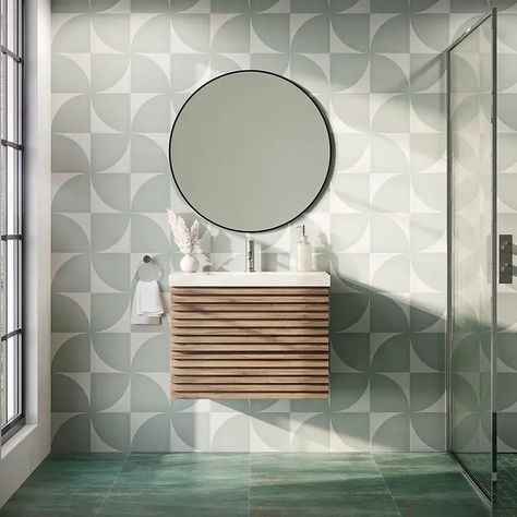 Buy Bond Viridum Green 12x24 Matte Porcelain Tile | TileBar.com Mineral Green, Shower Wall Tile, Cleaning Tile Floors, Matte Porcelain Tile, Concrete Look Tile, Unique Tile, Bathroom Floor Tiles, Commercial Flooring, Bathroom Sink Vanity