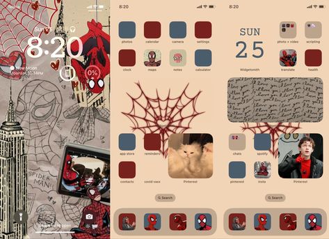 Marvel Theme Phone, Spiderman Home Screen, Marvel Homescreen, Iphone Wallpaper Fashion, Themed Home Screen, Spiderman Lockscreen, Spiderman Home, Spider Men, Spiderman Theme