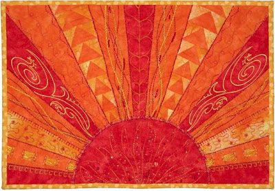 Free pattern day: Sun and solstice quilts. Like the idea of the rays of color and texture flowing from the circle Moon Quilt, Fabric Postcards, Landscape Quilts, Miniature Quilts, Colorful Quilts, Sun Art, Barn Quilt, Wall Quilts, Barn Quilts