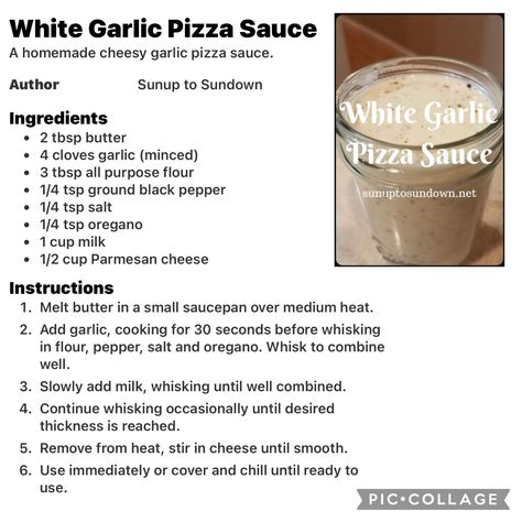 Greek Pizza Sauce, White Sauce Pizza Recipe, White Sauce Pizza, Garlic Sauce For Pizza, Salsa Dip Recipe, Types Of Pasta Sauce, Easy Pizza Sauce, Pizza Sauces, Stuffed Breads