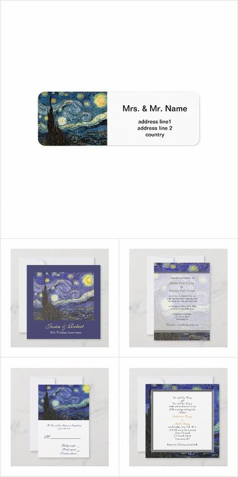 Van Gogh Wedding, Night Wedding Theme, Starry Night Wedding Theme, Rachel Getting Married, Cute Wedding Invitations, Ideas Para Trabajos, Save The Date Online, Gogh The Starry Night, Debut Invitation