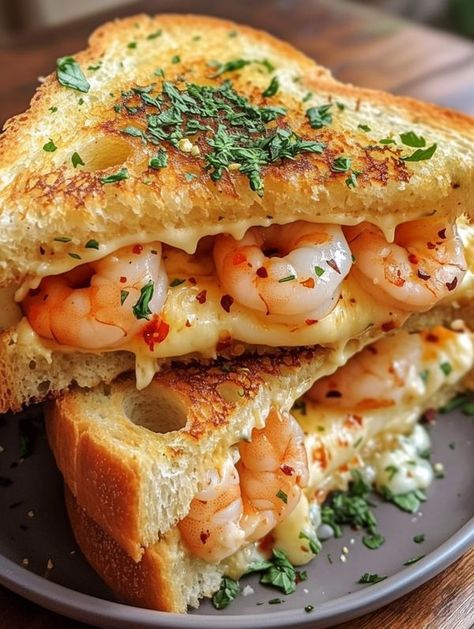 Shrimp Grilled, Grilled Sandwiches, Breaded Shrimp, Cheesy Garlic Bread, Grilled Sandwich, Appreciation Quotes, Cheese Sandwich, Grilled Shrimp, Light Lunch