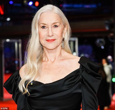 Long Hair Over 60 Aging Gracefully, Aging Gracefully Hair, Helen Mirren Hair, Helen Mirren Style, Veil Hair, Blue Veil, 60 Hair, Long White Hair, Long Gray Hair